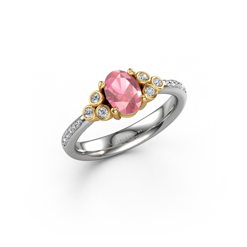Image of Engagement ring Lucy 2 585 white gold Tourmaline pink 7x5 mm