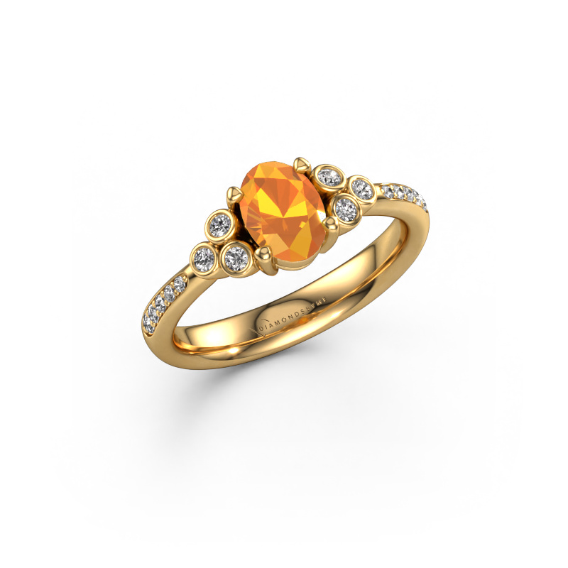 Image of Engagement ring Lucy 2 585 gold Citrin 7x5 mm