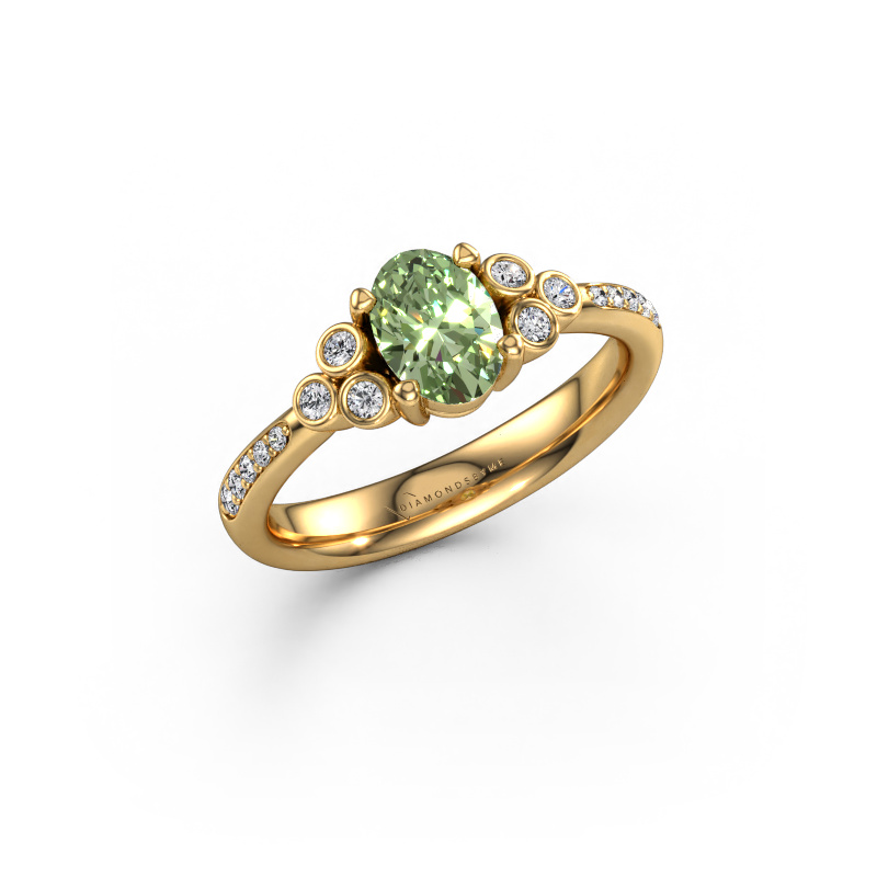Image of Engagement ring Lucy 2 585 gold Green lab grown diamond 7x5 mm