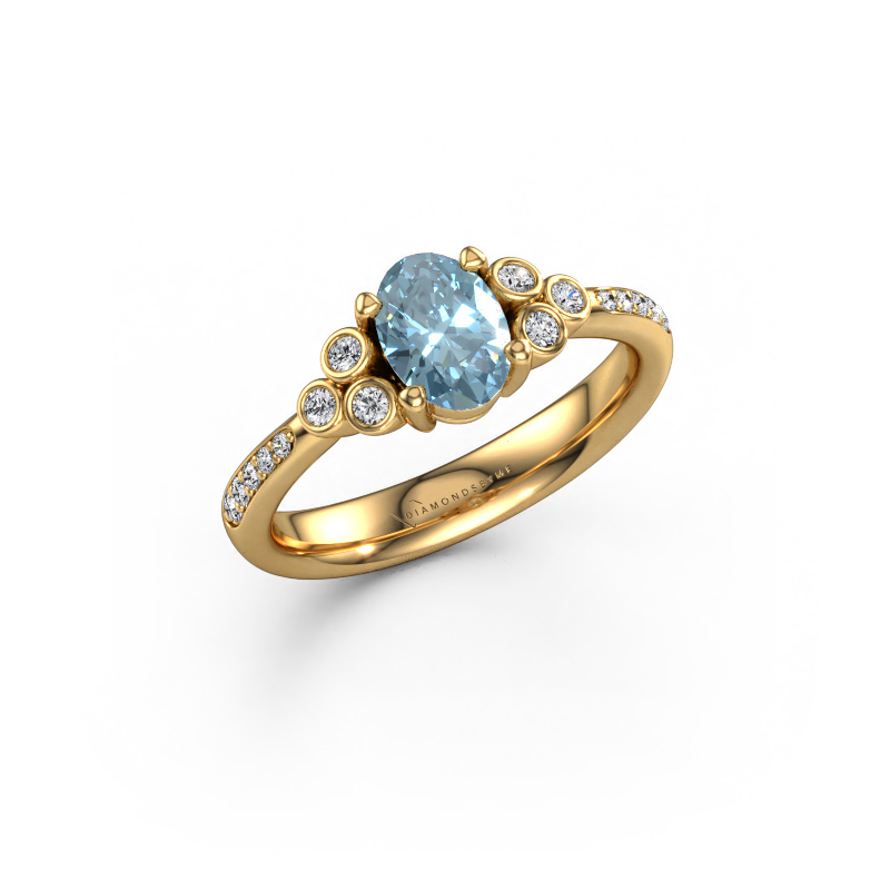 Image of Engagement ring Lucy 2 585 gold Blue lab grown diamond 7x5 mm