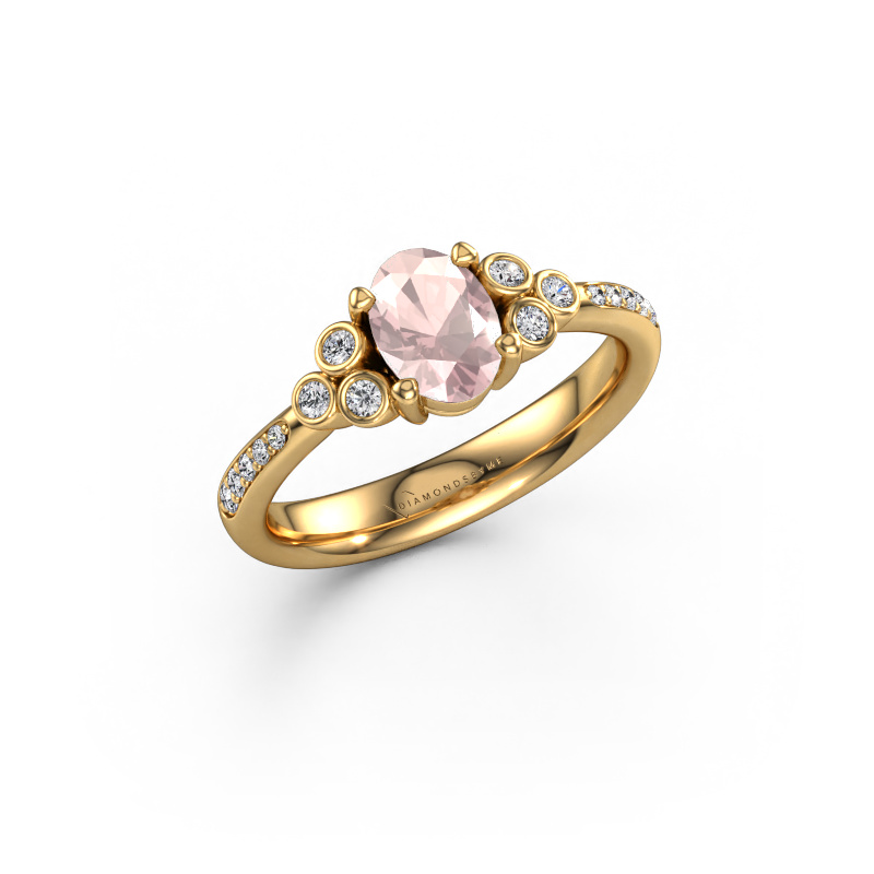 Image of Engagement ring Lucy 2 585 gold Morganite champagne 7x5 mm