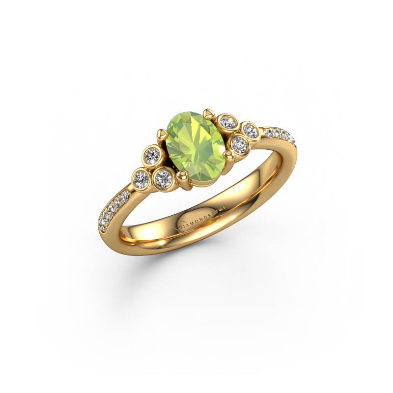 Image de Bague de fiançailles Lucy 2 585 or jaune Péridot 7x5 mm