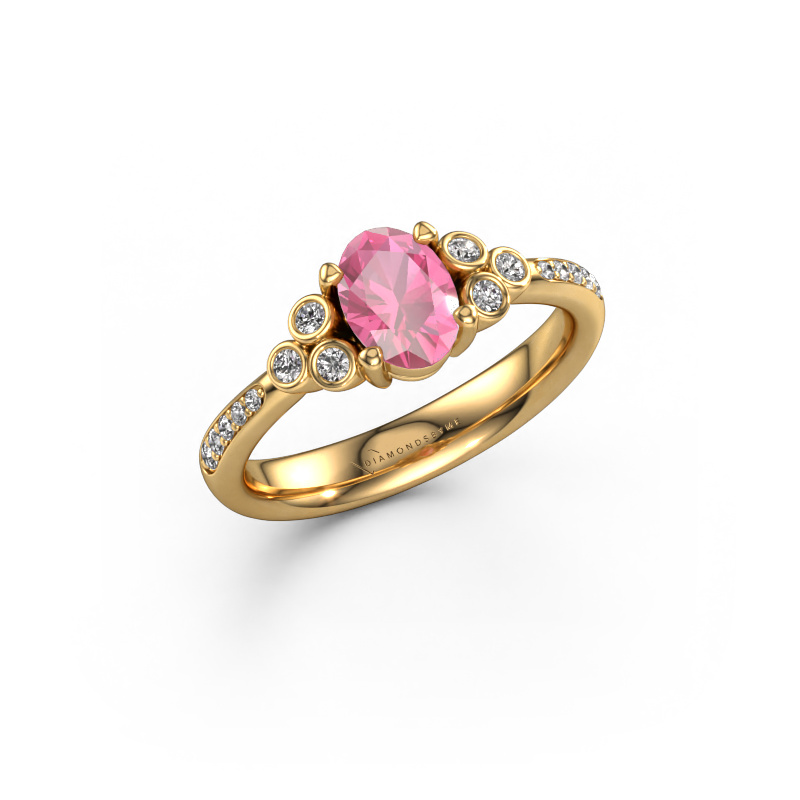 Image of Engagement ring Lucy 2 585 gold Pink sapphire 7x5 mm