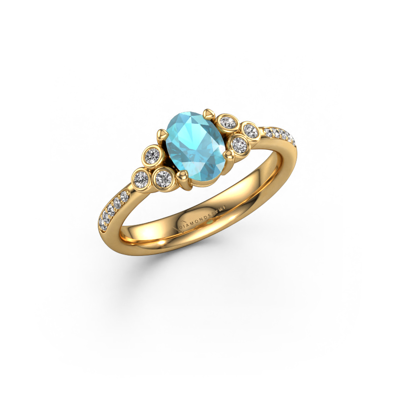 Image of Engagement ring Lucy 2 585 gold Blue topaz 7x5 mm
