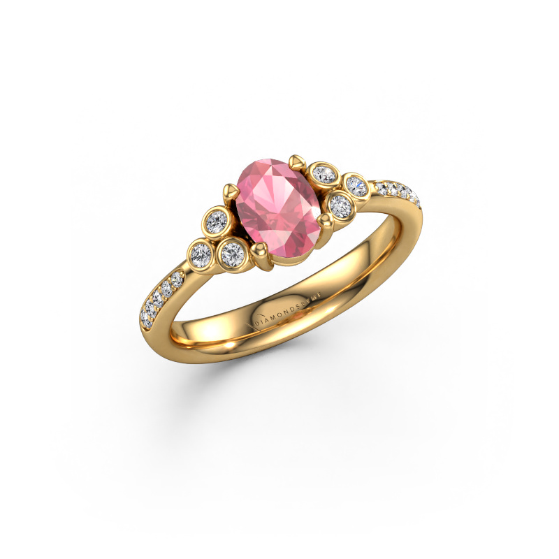 Afbeelding van Verlovingsring Lucy 2 585 Goud Toermalijn pink 7x5 mm