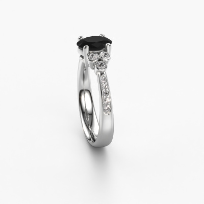 Chic white gold graceful engagement ring with black diamond Lucy 2