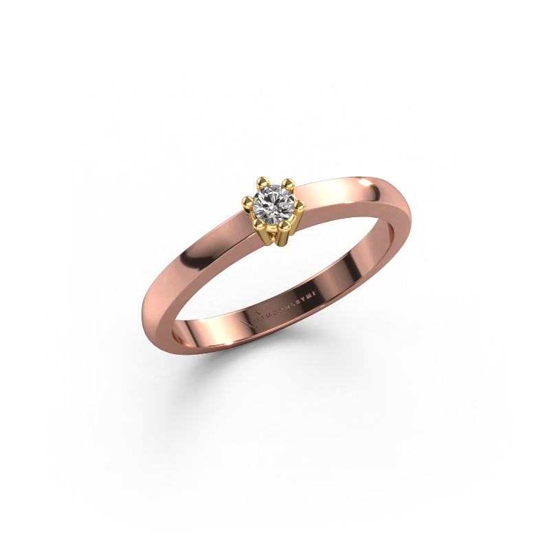 Bild von Verlobungsring Luna 1 585 Roségold Diamant 0.055 crt