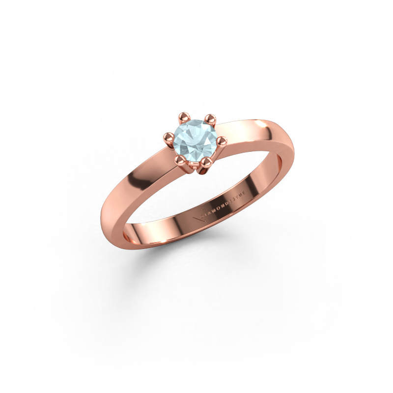 Bild av Förlovningsring Luna 1 585 roséguld Akvamarin 3.7 mm