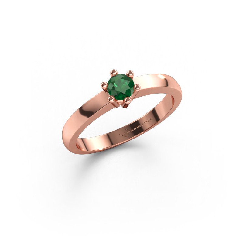 Immagine di Anello di fidanzamento Luna 1 585 oro rosa Smeraldo 3.7 mm
