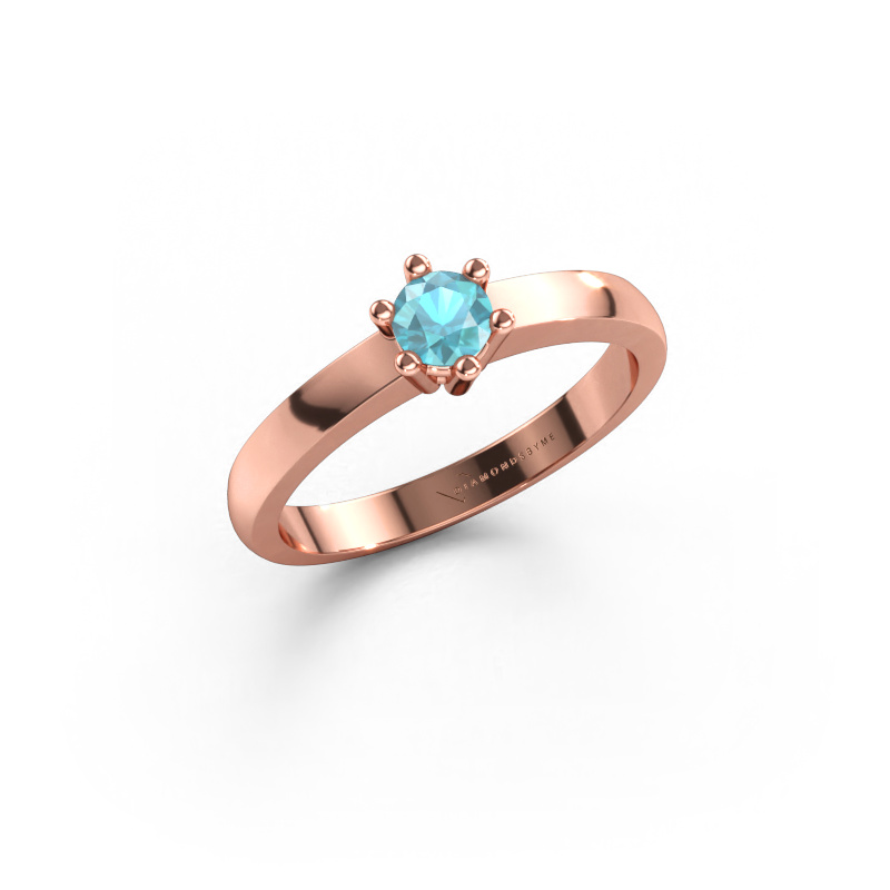 Immagine di Anello di fidanzamento Luna 1 585 oro rosa Topazio blu 3.7 mm