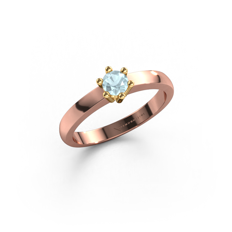 Image of Engagement ring Luna 1 585 rose gold Aquamarine 3.7 mm
