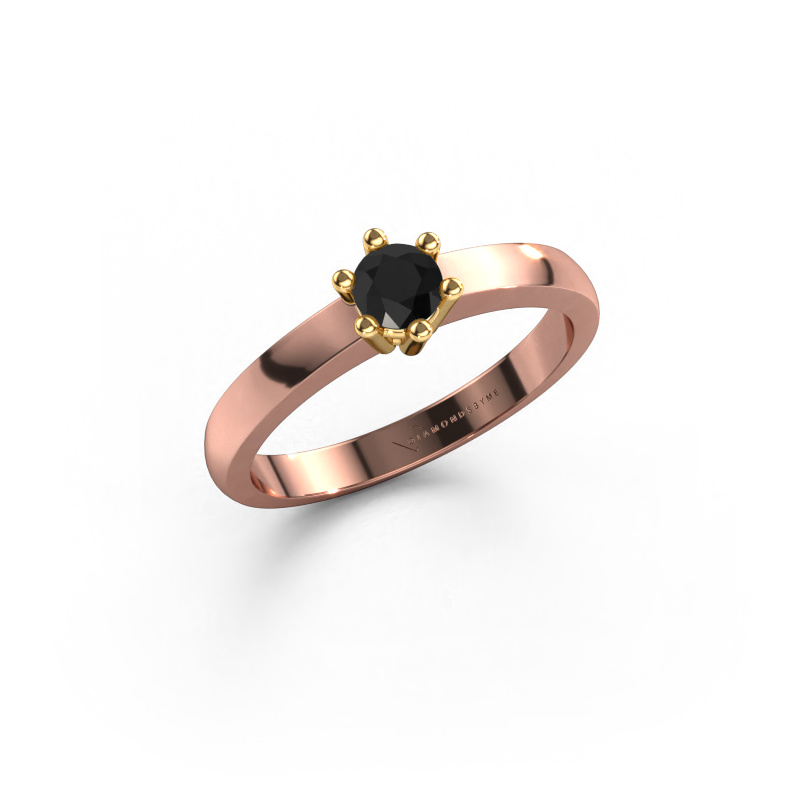 Bild von Verlobungsring Luna 1 585 Roségold Schwarz Diamant 0.24 crt