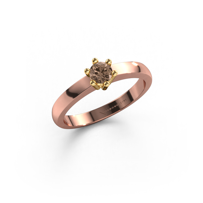 Bild von Verlobungsring Luna 1 585 Roségold Braun Diamant 0.20 crt