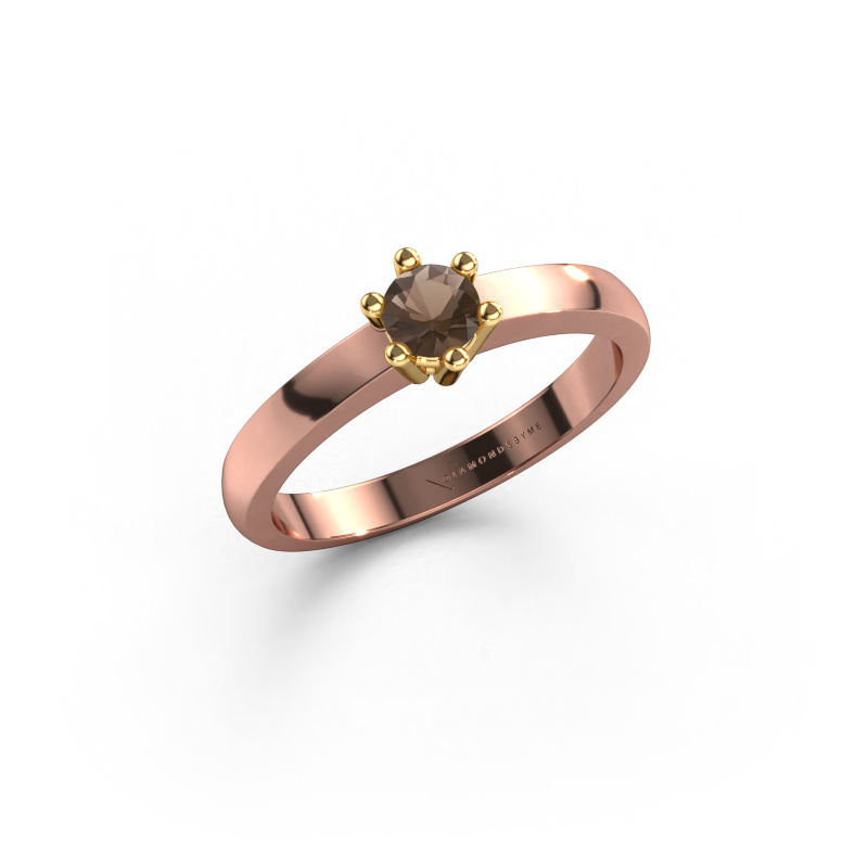 Bild von Verlobungsring Luna 1 585 Roségold Rauchquarz 3.7 mm