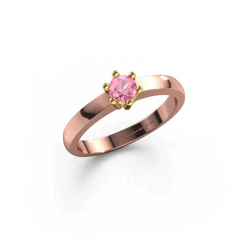 Image of Engagement ring Luna 1 585 rose gold Pink sapphire 3.7 mm