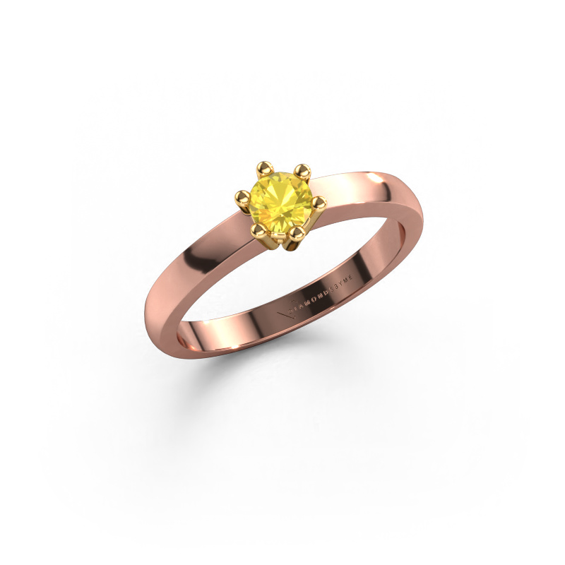 Image of Engagement ring Luna 1 585 rose gold Yellow sapphire 3.7 mm