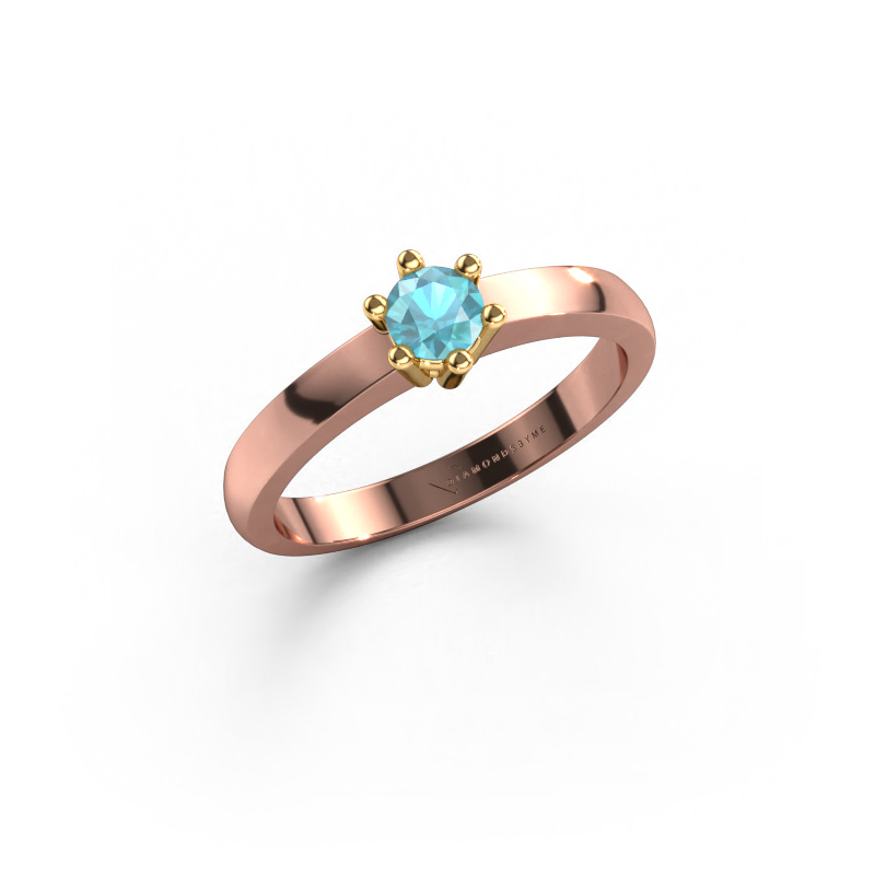 Image de Bague de fiançailles Luna 1 585 or rose Topaze bleue 3.7 mm