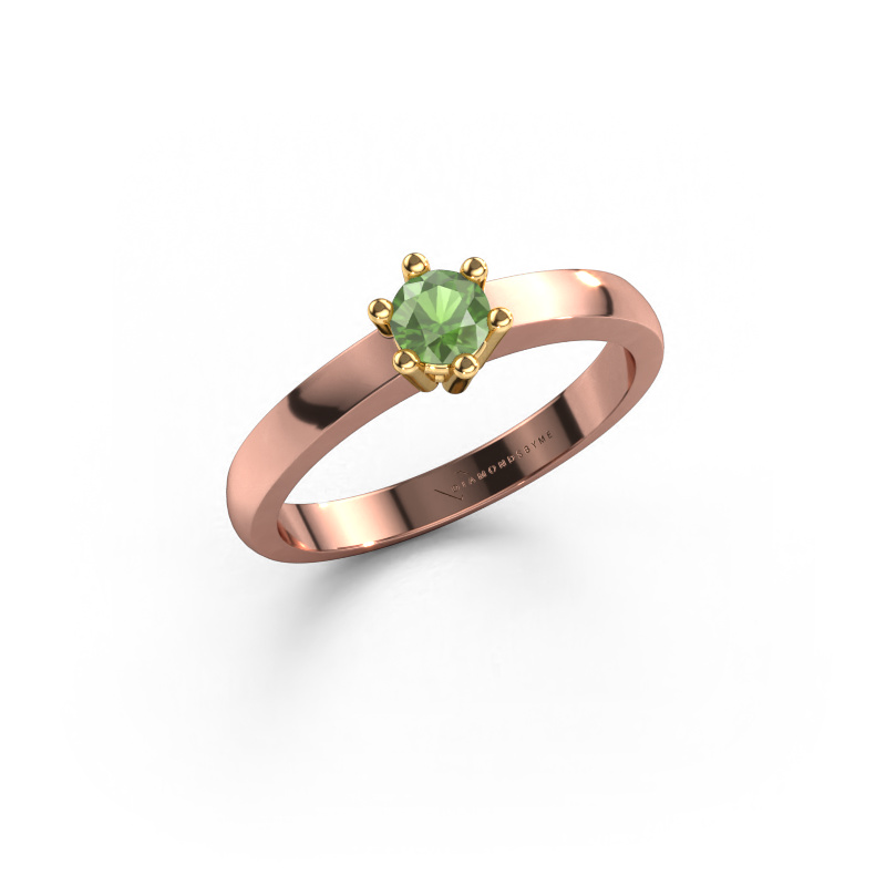 Bild von Verlobungsring Luna 1 585 Roségold Turmalin grün 3.7 mm