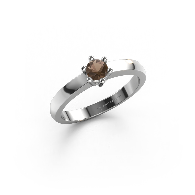 Image de Bague de fiançailles Luna 1 950 platine Quartz fumé 3.7 mm