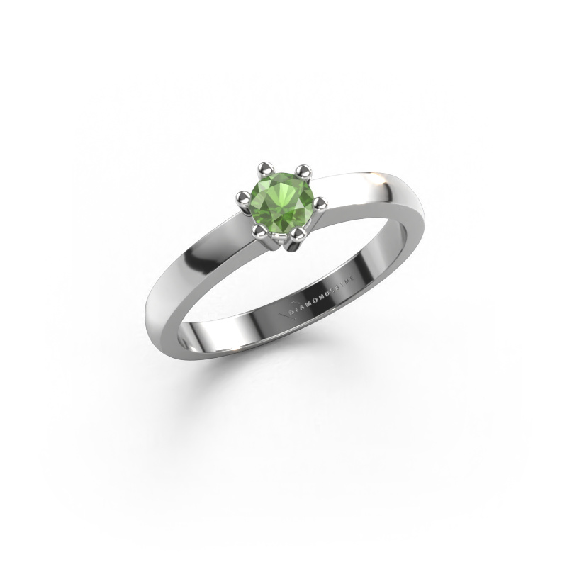 Image of Engagement ring Luna 1 950 platinum Tourmaline green 3.7 mm