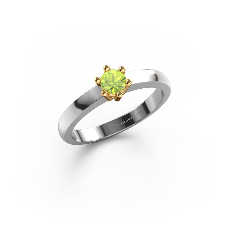 Image of Engagement ring Luna 1 585 white gold Peridot 3.7 mm