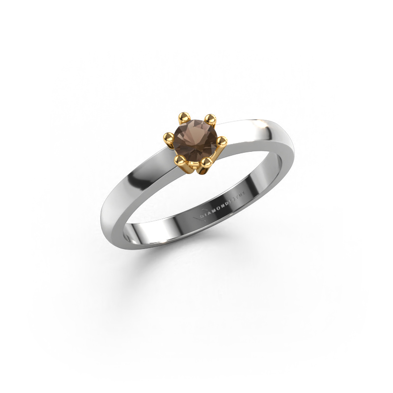 Image of Engagement ring Luna 1 585 white gold Smokey quartz 3.7 mm