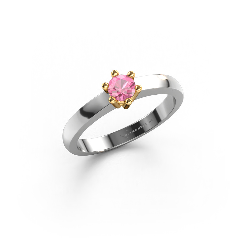 Image of Engagement ring Luna 1 585 white gold Pink sapphire 3.7 mm