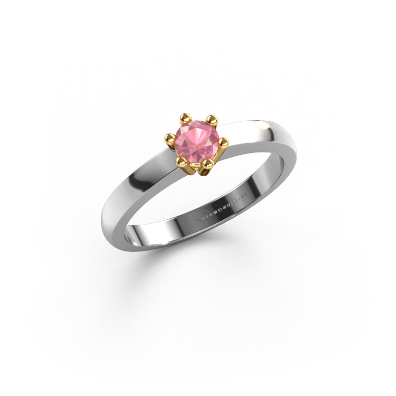 Image of Engagement ring Luna 1 585 white gold Tourmaline pink 3.7 mm