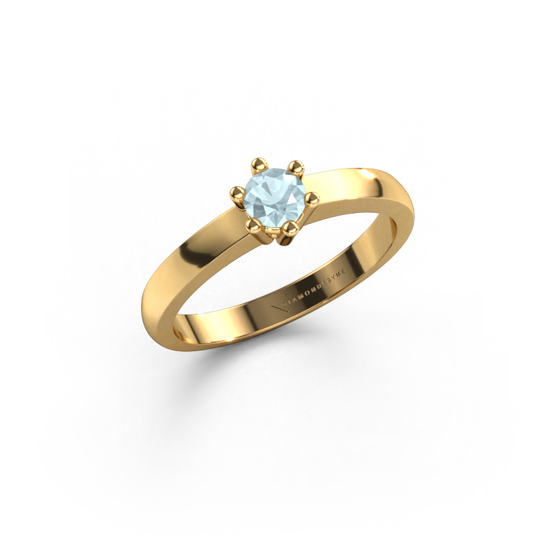 Image de Bague de fiançailles Luna 1 585 or jaune Aigue-marine 3.7 mm