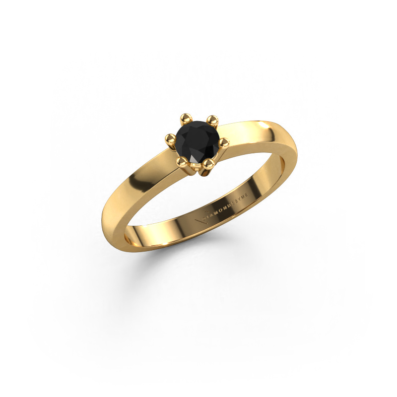 Image de Bague de fiançailles Luna 1 585 or jaune Diamant noir 0.24 crt