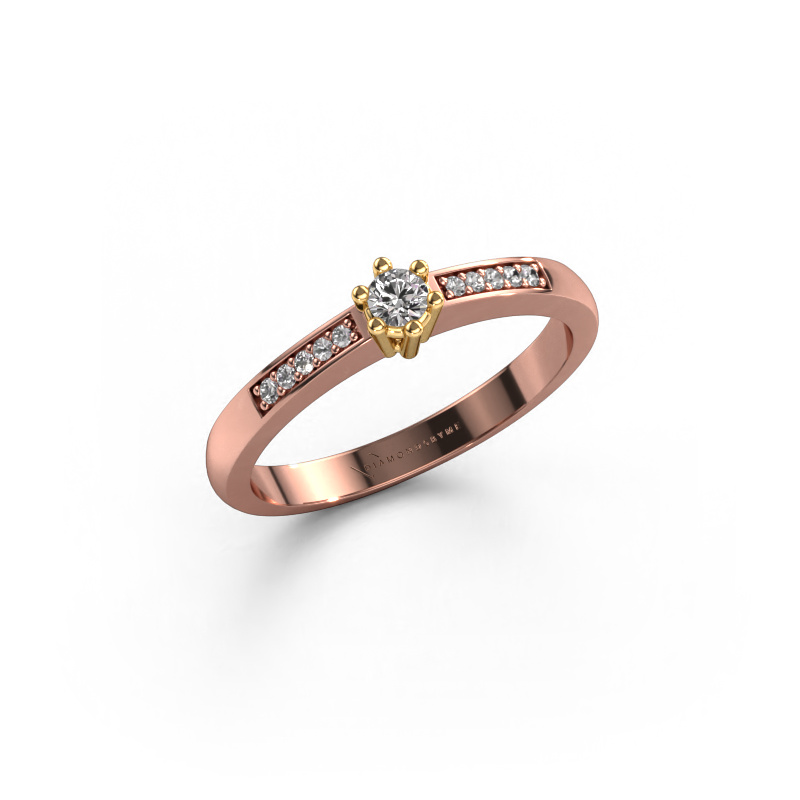 Image of Engagement ring Luna 2 585 rose gold Diamond 0.104 crt