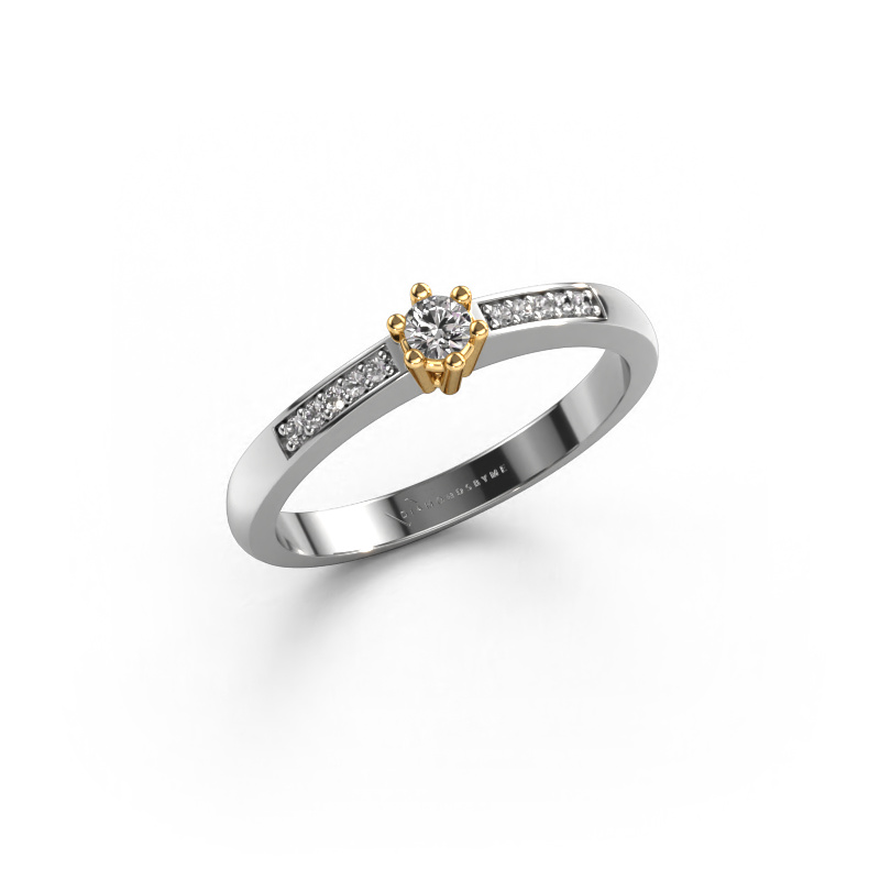 Image of Engagement ring Luna 2 585 white gold Diamond 0.104 crt