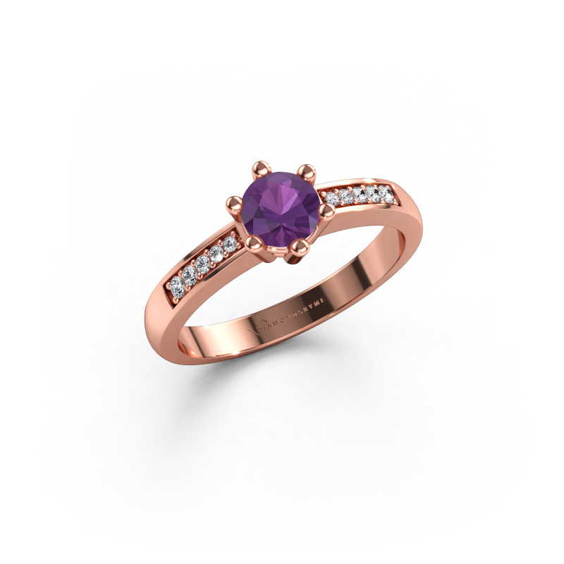 Immagine di Anello di fidanzamento Luna 2 585 oro rosa Ametista 5 mm