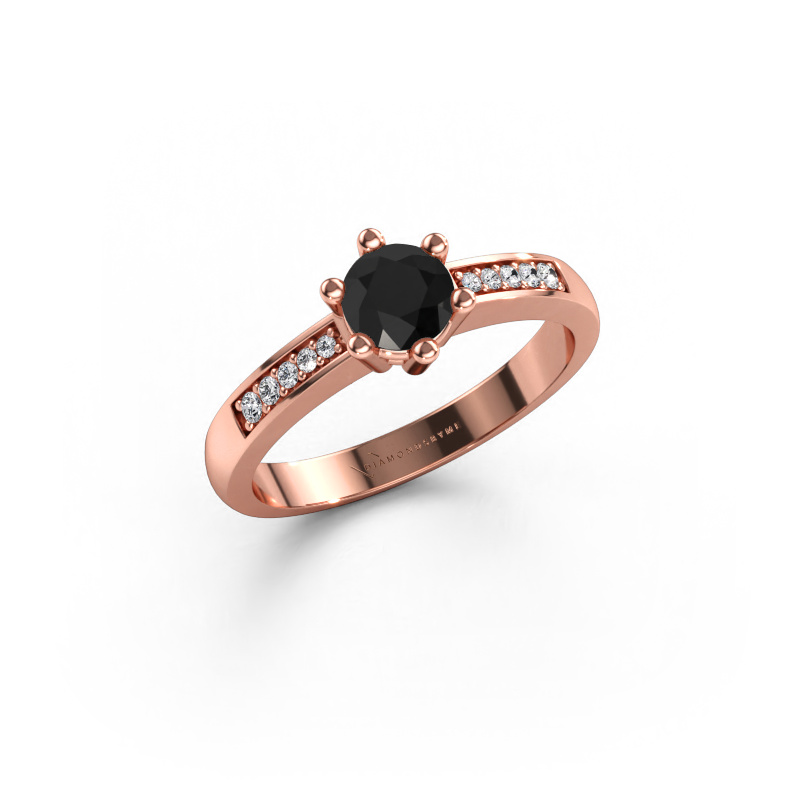Immagine di Anello di fidanzamento Luna 2 585 oro rosa Diamante nero 0.672 crt