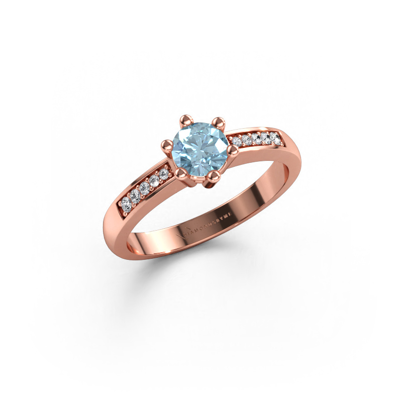 Immagine di Anello di fidanzamento Luna 2 585 oro rosa Diamante lab grown blu 5 mm