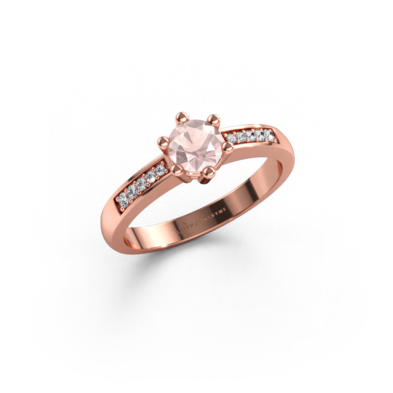 Immagine di Anello di fidanzamento Luna 2 585 oro rosa Morganite champagne 5 mm