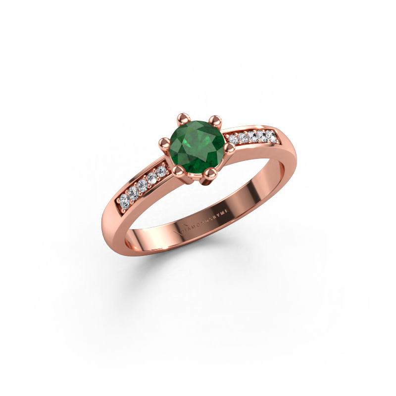 Immagine di Anello di fidanzamento Luna 2 585 oro rosa Smeraldo 5 mm