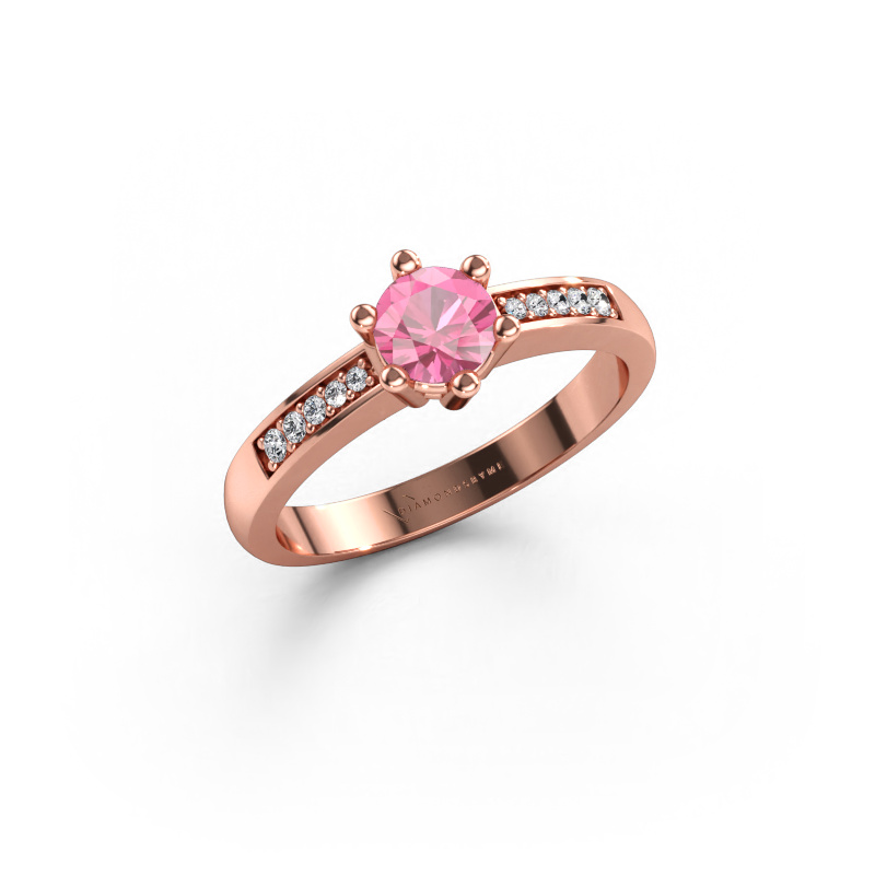 Immagine di Anello di fidanzamento Luna 2 585 oro rosa Zaffiro rosa 5 mm