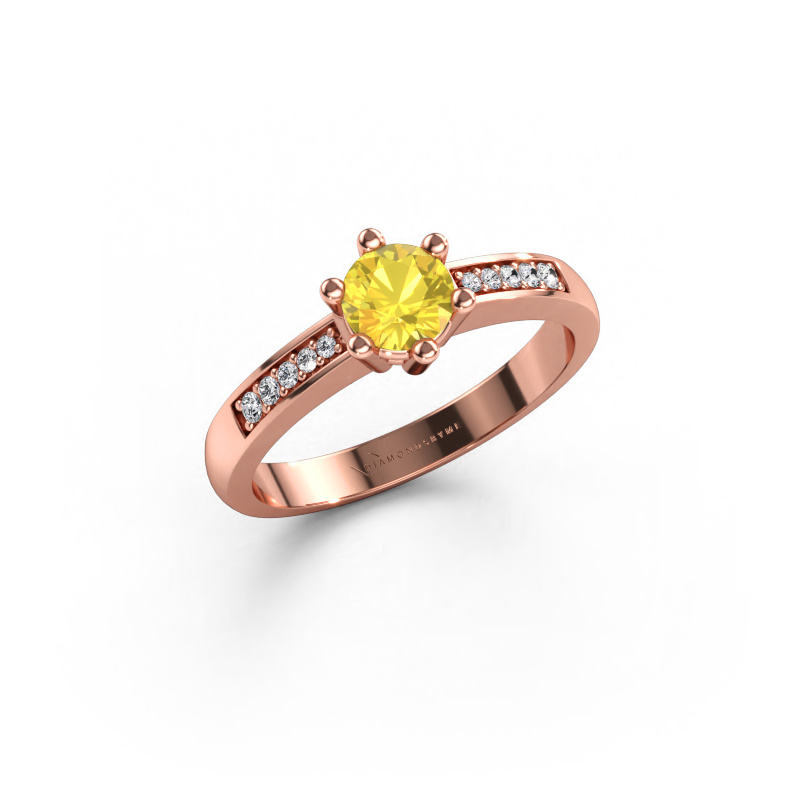 Immagine di Anello di fidanzamento Luna 2 585 oro rosa Zaffiro giallo 5 mm