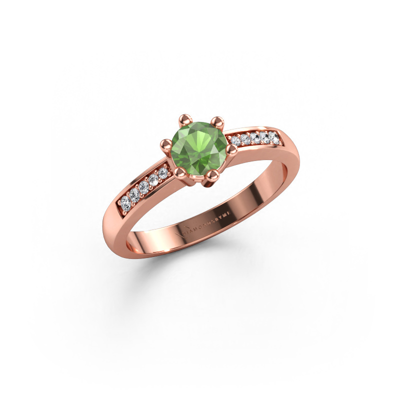 Immagine di Anello di fidanzamento Luna 2 585 oro rosa Tormalina verde 5 mm