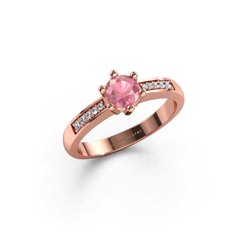 Immagine di Anello di fidanzamento Luna 2 585 oro rosa Tormalina rosa 5 mm