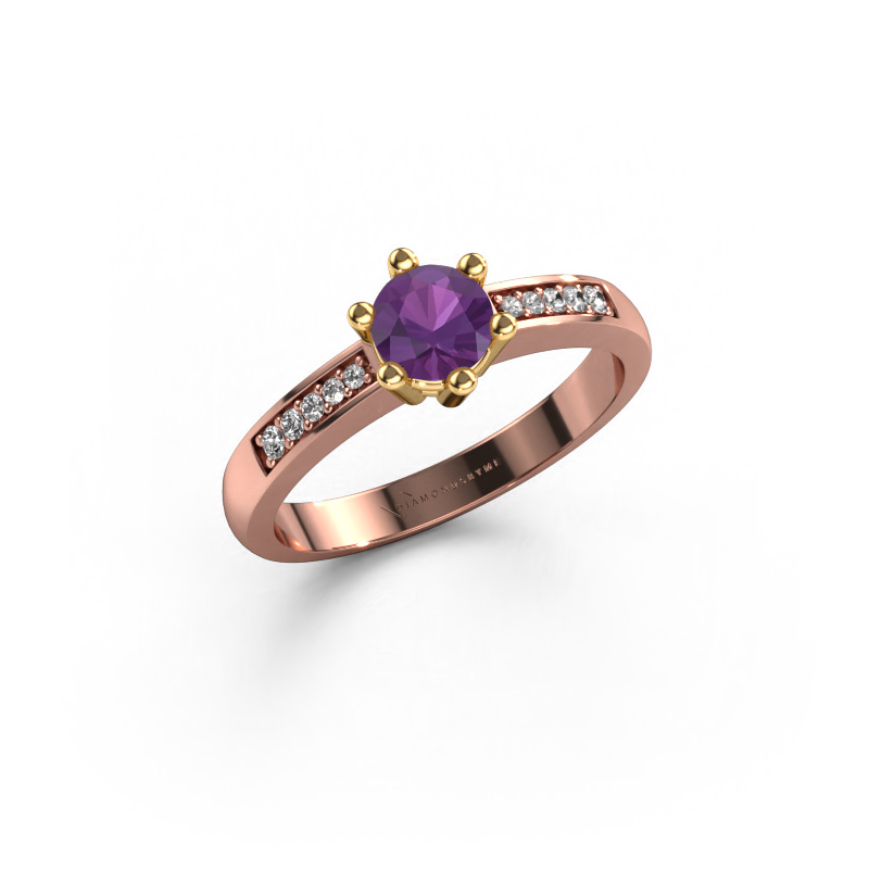 Image of Engagement ring Luna 2 585 rose gold Amethyst 5 mm