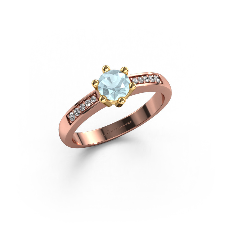 Image of Engagement ring Luna 2 585 rose gold Aquamarine 5 mm