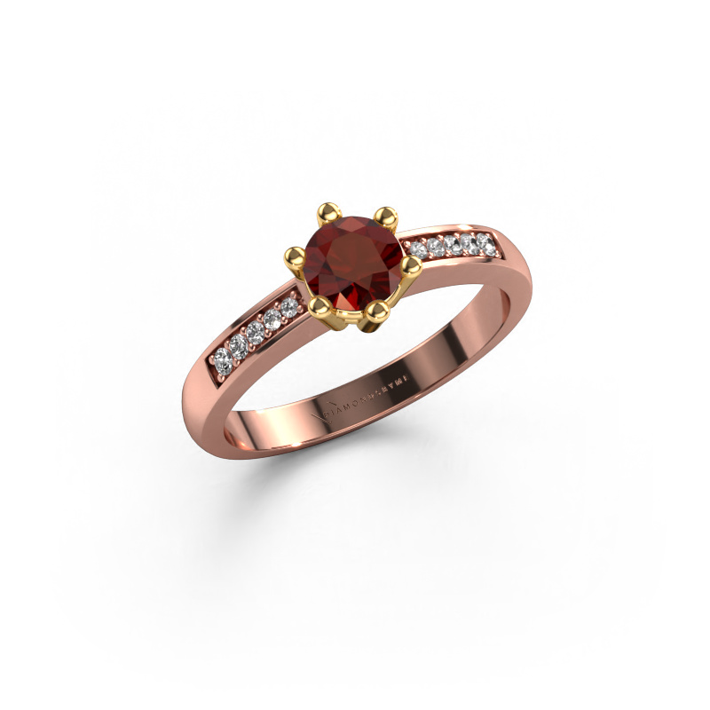 Bild von Verlobungsring Luna 2 585 Roségold Granat 5 mm
