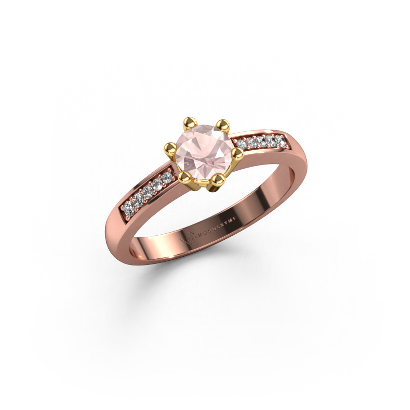 Image of Engagement ring Luna 2 585 rose gold Morganite champagne 5 mm