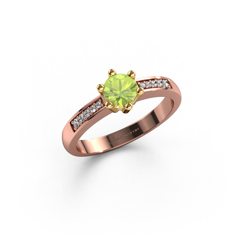 Image of Engagement ring Luna 2 585 rose gold Peridot 5 mm