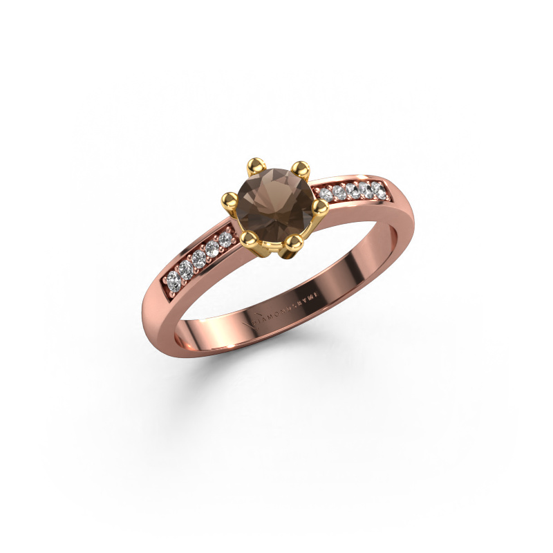 Image of Engagement ring Luna 2 585 rose gold Smokey quartz 5 mm
