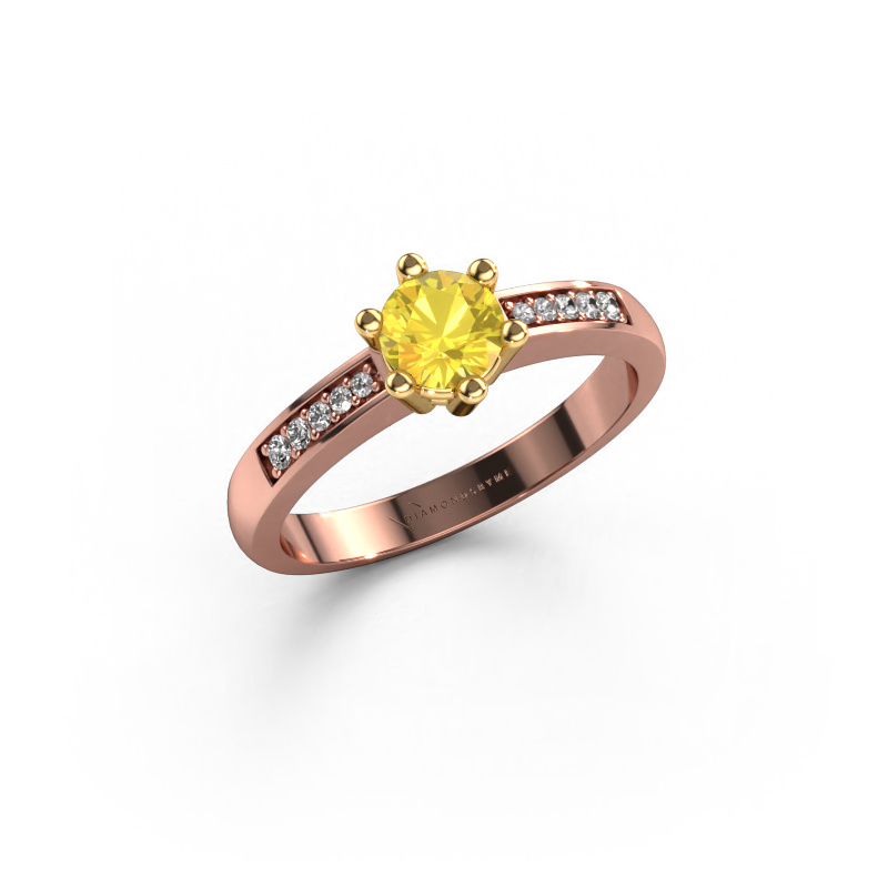 Image de Bague de fiançailles Luna 2 585 or rose Saphir jaune 5 mm