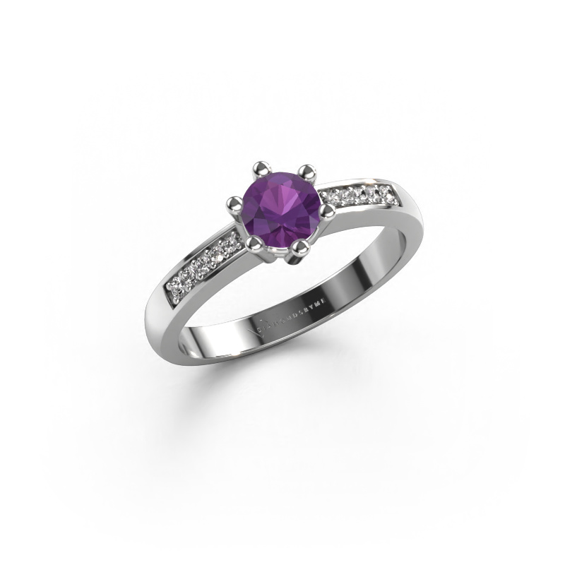 Image of Engagement ring Luna 2 950 platinum Amethyst 5 mm