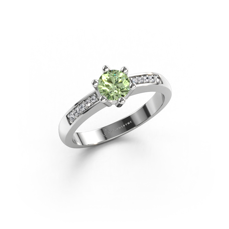 Immagine di Anello di fidanzamento Luna 2 950 platino Diamante lab grown verde 5 mm
